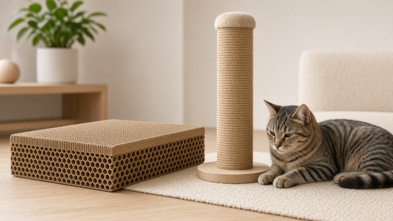 Griffoir en carton ondulé et griffoir sisal pour chat